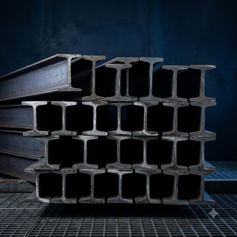 Stacked steel I-beams